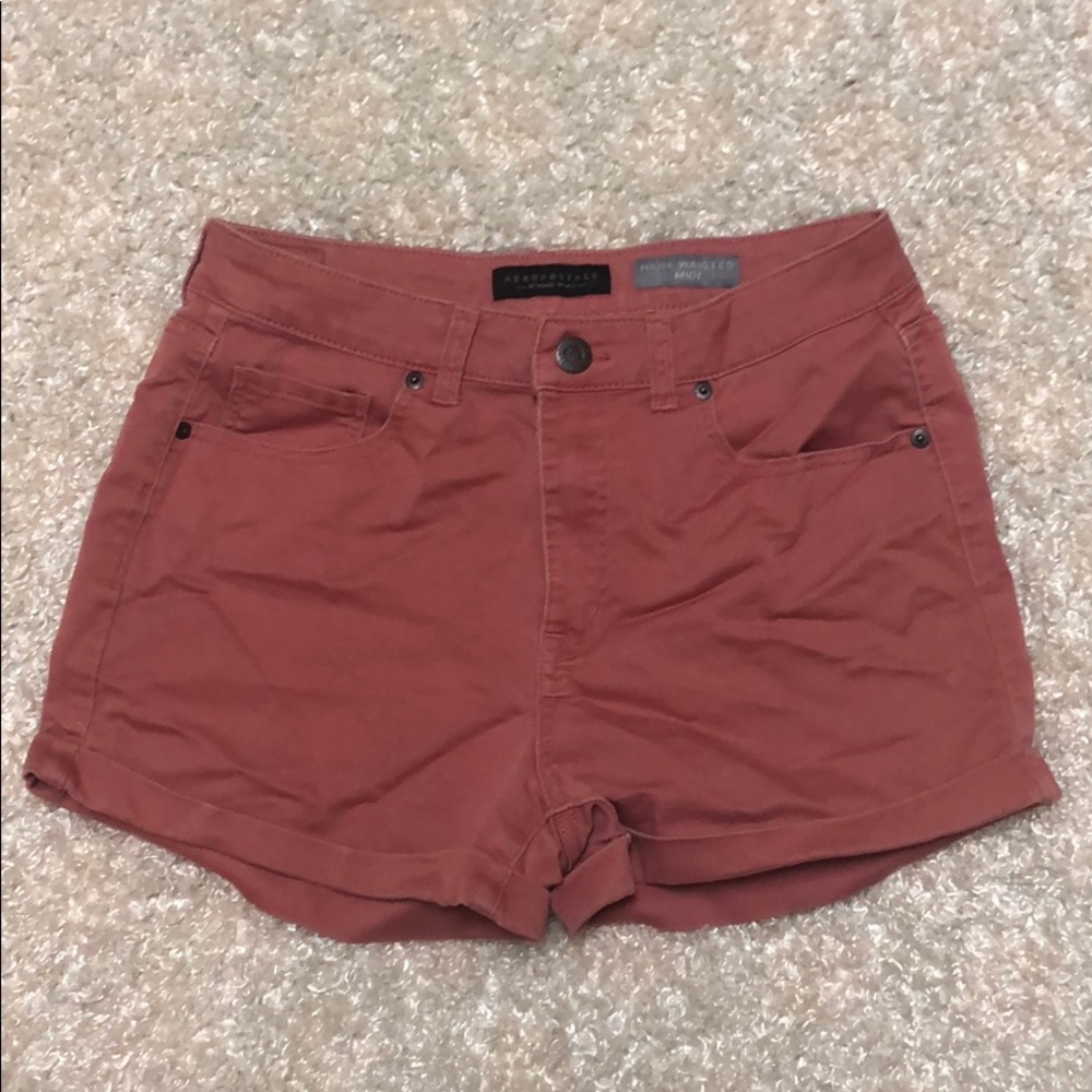 Aéropostal High Waisted Midi Salmon Shorts
